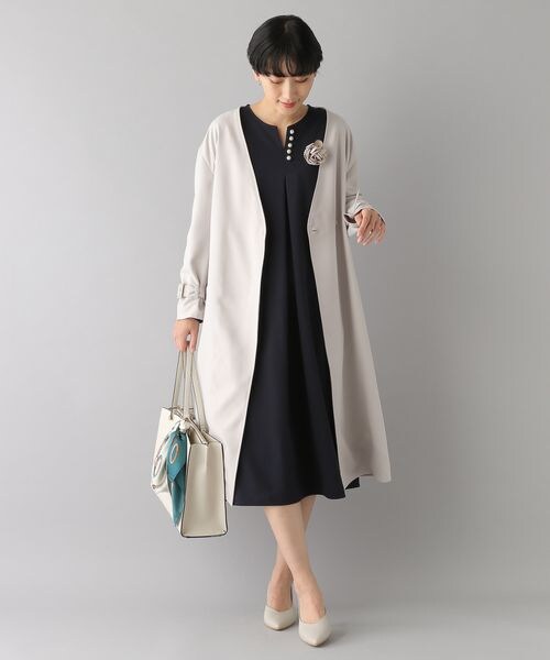 LEPSIM（レプシィム）の「きれいめノーカラーコート（ジャケット/アウター・ブラック09/グレージュ13・FREE SIZE）」の17枚目の写真