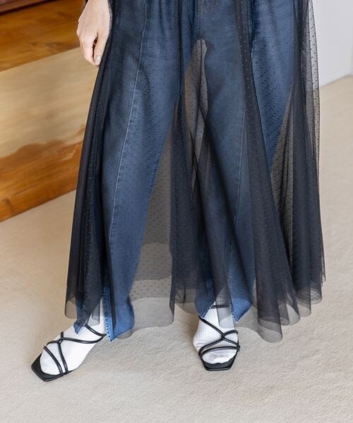 LOWRYS FARM（ローリーズファーム）の「チュールレイヤードスカート（スカート・オフ05/ブラック09/★NEWカラー★ブラックドット10/★NEWカラー★ベージュ*ブラック52/ブラウン55・F）」の3枚目の写真