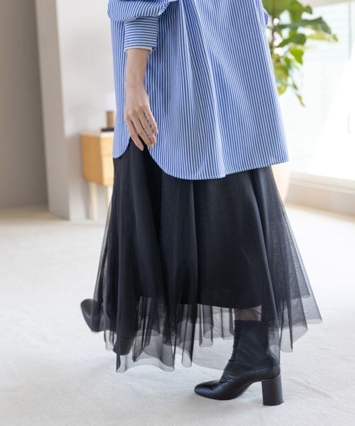 LOWRYS FARM（ローリーズファーム）の「チュールレイヤードスカート（スカート・オフ05/ブラック09/★NEWカラー★ブラックドット10/★NEWカラー★ベージュ*ブラック52/ブラウン55・F）」の21枚目の写真