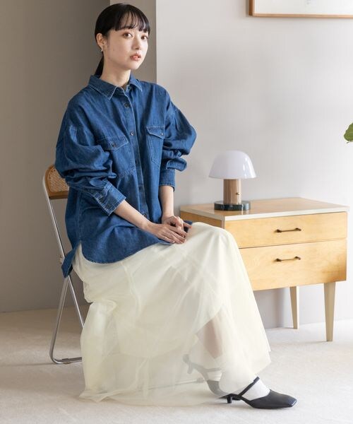 LOWRYS FARM（ローリーズファーム）の「チュールレイヤードスカート（スカート・オフ05/ブラック09/★NEWカラー★ブラックドット10/★NEWカラー★ベージュ*ブラック52/ブラウン55・F）」の6枚目の写真