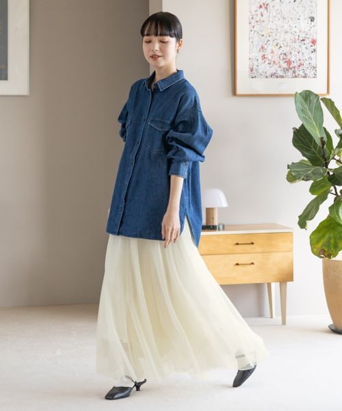 LOWRYS FARM（ローリーズファーム）の「チュールレイヤードスカート（スカート・オフ05/ブラック09/★NEWカラー★ブラックドット10/★NEWカラー★ベージュ*ブラック52/ブラウン55・F）」の7枚目の写真