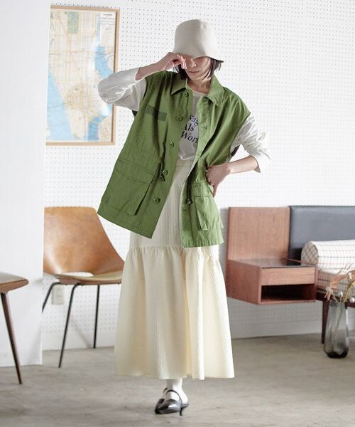 LOWRYS FARM（ローリーズファーム）の「ガララウンドティアードスカート（スカート・レディース・アイボリー08/ブラック09・F）」の3枚目の写真