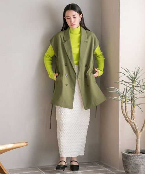 LOWRYS FARM（ローリーズファーム）の「シャーリングカットタイトスカート（スカート・アイボリー08/ブラック09/グレー15/グリーン75・フリー）」の5枚目の写真