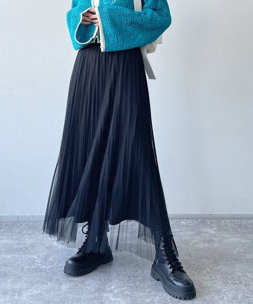 PAGEBOY（ページボーイ）の「チュールランダムプリーツスカート（スカート・レディース・オフホワイト05/ブラック09/チャコール18・F）」の18枚目の写真