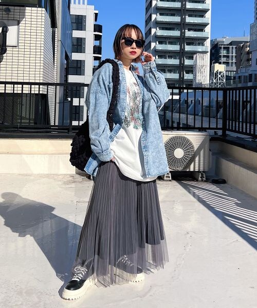 PAGEBOY（ページボーイ）の「チュールランダムプリーツスカート（スカート・レディース・オフホワイト05/ブラック09/チャコール18・F）」の22枚目の写真