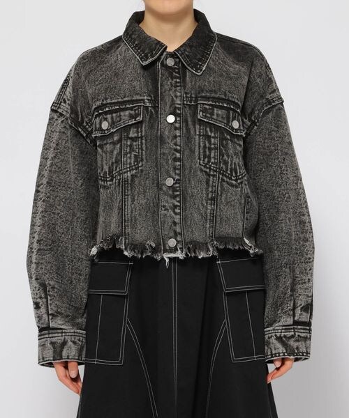 PAGEBOY（ページボーイ）の「ショートボーイGジャン（ジャケット/アウター・レディース・交織オフホワイト05/ケミカルブラック09/ブルー82・F）」の12枚目の写真