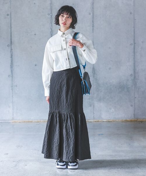 PAGEBOY(ページボーイ)の「ジャガードティアードスカート(スカート・オフホワイト05/ブラック09/イエロー系71・F)」の12枚目の写真