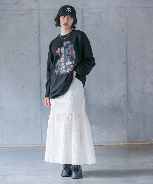 PAGEBOY(ページボーイ)の「ジャガードティアードスカート(スカート・オフホワイト05/ブラック09/イエロー系71・F)」の6枚目の写真