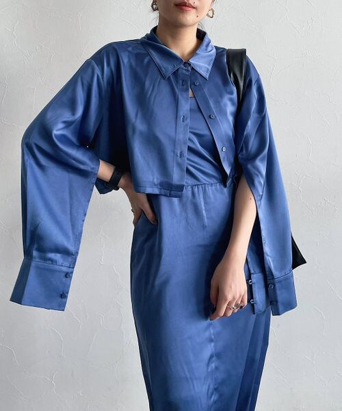 PAGEBOY（ページボーイ）の「シャツ×キャミワンピースSET（ワンピース/ドレス・レディース・ブラック09/ライムグリーン73/ブルー86・F）」の8枚目の写真