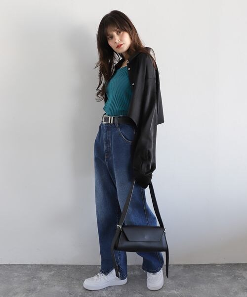 PAGEBOY（ページボーイ）の「シャツ×キャミワンピースSET（ワンピース/ドレス・レディース・ブラック09/ライムグリーン73/ブルー86・F）」の7枚目の写真