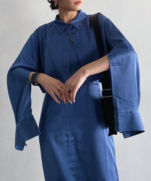 PAGEBOY（ページボーイ）の「シャツ×キャミワンピースSET（ワンピース/ドレス・レディース・ブラック09/ライムグリーン73/ブルー86・F）」の10枚目の写真