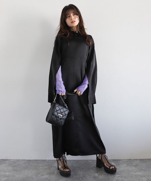 PAGEBOY（ページボーイ）の「シャツ×キャミワンピースSET（ワンピース/ドレス・レディース・ブラック09/ライムグリーン73/ブルー86・F）」の6枚目の写真