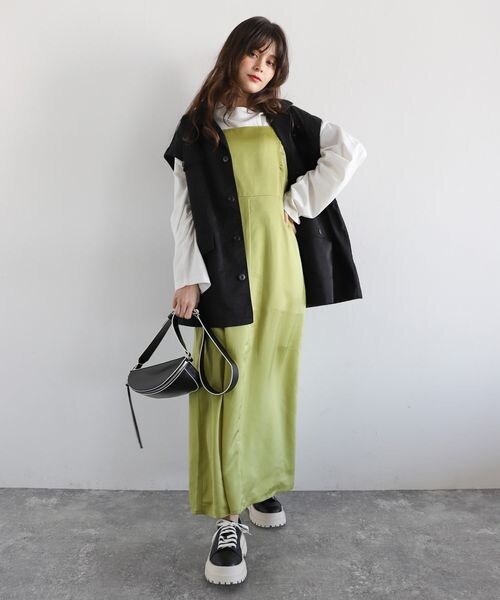 PAGEBOY（ページボーイ）の「シャツ×キャミワンピースSET（ワンピース/ドレス・レディース・ブラック09/ライムグリーン73/ブルー86・F）」の21枚目の写真