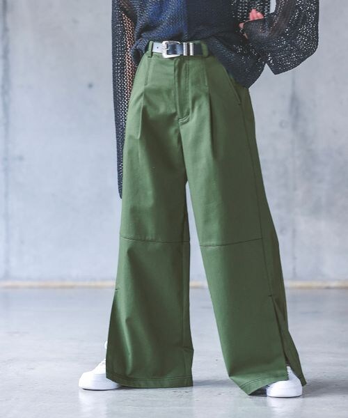 PAGEBOY(ページボーイ)の「ステッチワークワイドスラックス(パンツ・レディース・オフホワイト05/ブラック09/カーキ78・F)」の11枚目の写真