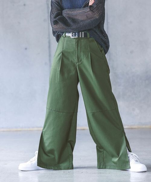 PAGEBOY(ページボーイ)の「ステッチワークワイドスラックス(パンツ・レディース・オフホワイト05/ブラック09/カーキ78・F)」の10枚目の写真