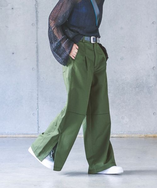 PAGEBOY(ページボーイ)の「ステッチワークワイドスラックス(パンツ・レディース・オフホワイト05/ブラック09/カーキ78・F)」の8枚目の写真