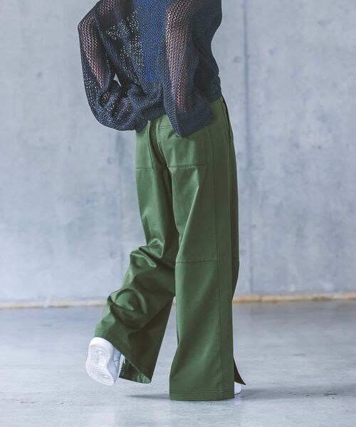 PAGEBOY(ページボーイ)の「ステッチワークワイドスラックス(パンツ・レディース・オフホワイト05/ブラック09/カーキ78・F)」の3枚目の写真