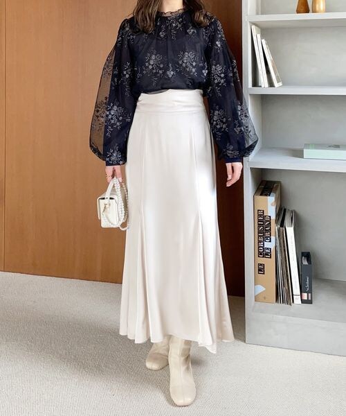 mysty woman（ミスティウーマン）の「サテンレースアップマーメイドスカート（スカート・レディース・アイボリー08/モカ57/ダークブラウン59・F）」の14枚目の写真