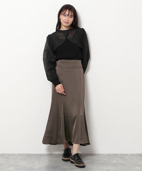 mysty woman（ミスティウーマン）の「サテンレースアップマーメイドスカート（スカート・レディース・アイボリー08/モカ57/ダークブラウン59・F）」の8枚目の写真