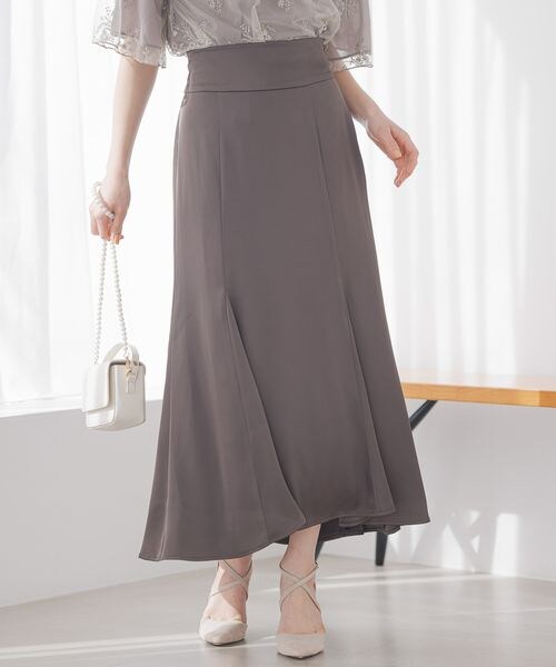 mysty woman（ミスティウーマン）の「サテンレースアップマーメイドスカート（スカート・レディース・アイボリー08/モカ57/ダークブラウン59・F）」の3枚目の写真