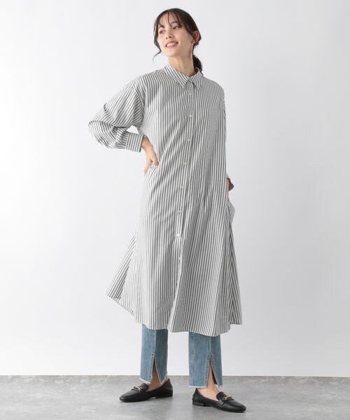 GLOBAL WORK(グローバルワーク)の「お手入れらくらくボリュームシャツワンピース(ワンピース/ドレス・レディース・ブラックストライプ09/ギンガム10/グリーンストライプ75/ブルーストライプ85・M/L)」の9枚目の写真