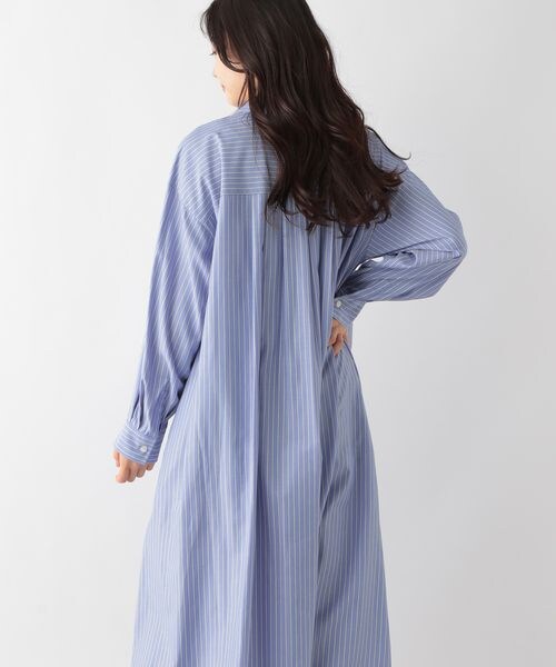 GLOBAL WORK(グローバルワーク)の「お手入れらくらくボリュームシャツワンピース(ワンピース/ドレス・レディース・ブラックストライプ09/ギンガム10/グリーンストライプ75/ブルーストライプ85・M/L)」の4枚目の写真