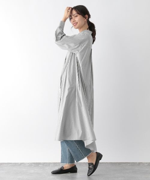 GLOBAL WORK(グローバルワーク)の「お手入れらくらくボリュームシャツワンピース(ワンピース/ドレス・レディース・ブラックストライプ09/ギンガム10/グリーンストライプ75/ブルーストライプ85・M/L)」の8枚目の写真