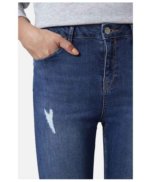 Topshop Moto 'Jamie' High Rise Ripped Jeans (Blue) (Regular, Short & Long)