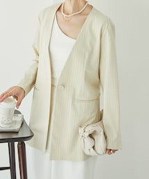 COLLAGE GALLARDAGALANTE | ピンストライプジャケット(ノーカラージャケット)