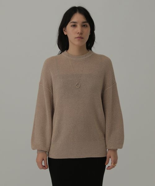 Chaos カオス 美品 コットン 畦リブ編み オーバーサイズ ニット ベージュ Chaos（カオス） ニット セーター / 佐藤佳菜子さんYouTube紹介 レニー