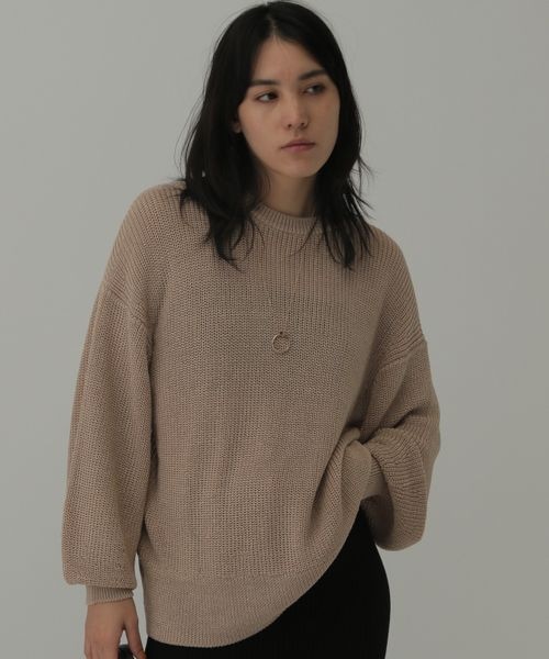 Chaos カオス 美品 コットン 畦リブ編み オーバーサイズ ニット ベージュ Chaos（カオス） ニット セーター / 佐藤佳菜子さんYouTube紹介 レニー