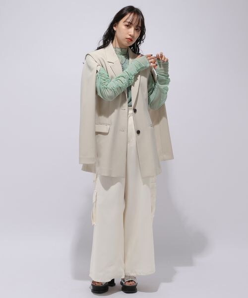 HARE(ハレ)の「2WAYサテンカーゴワイドパンツ(パンツ・レディース・ホワイト05/ブラック09・FREE)」の6枚目の写真