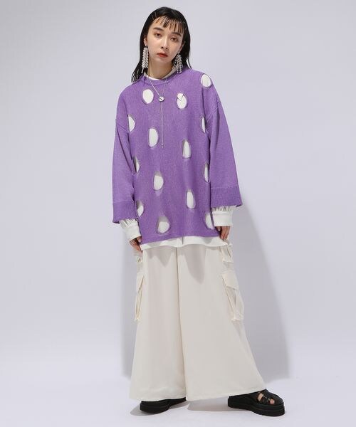 HARE(ハレ)の「2WAYサテンカーゴワイドパンツ(パンツ・レディース・ホワイト05/ブラック09・FREE)」の4枚目の写真