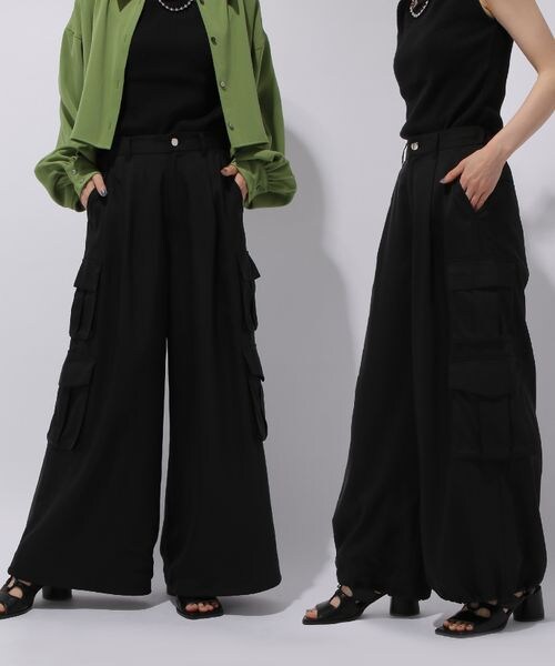 HARE(ハレ)の「2WAYサテンカーゴワイドパンツ(パンツ・レディース・ホワイト05/ブラック09・FREE)」の2枚目の写真