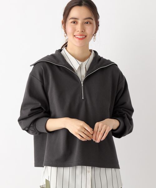 LEPSIM(レプシィム)の「ハーフジップBIGカラープルオーバー(トップス・アイボリー08/チャコールグレー19/ライトピンク22・FREE SIZE)」の7枚目の写真