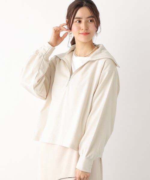 LEPSIM(レプシィム)の「ハーフジップBIGカラープルオーバー(トップス・アイボリー08/チャコールグレー19/ライトピンク22・FREE SIZE)」の4枚目の写真