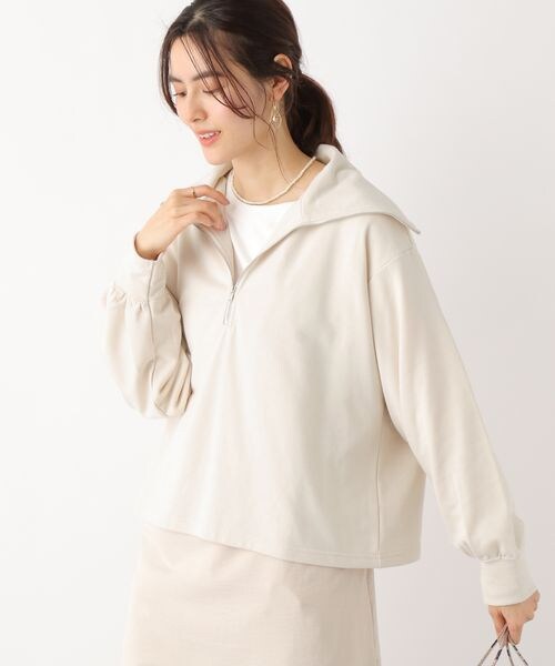 LEPSIM(レプシィム)の「ハーフジップBIGカラープルオーバー(トップス・アイボリー08/チャコールグレー19/ライトピンク22・FREE SIZE)」の5枚目の写真