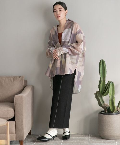 LOWRYS FARM（ローリーズファーム）の「シアーシャツロングスリーブ（トップス・アイボリー08/ブラック09/ガラ10/ピンク25/グリーン72・F）」の17枚目の写真