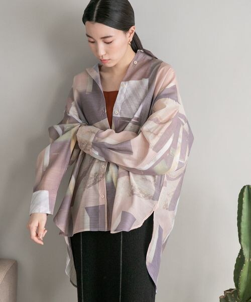 LOWRYS FARM（ローリーズファーム）の「シアーシャツロングスリーブ（トップス・アイボリー08/ブラック09/ガラ10/ピンク25/グリーン72・F）」の20枚目の写真