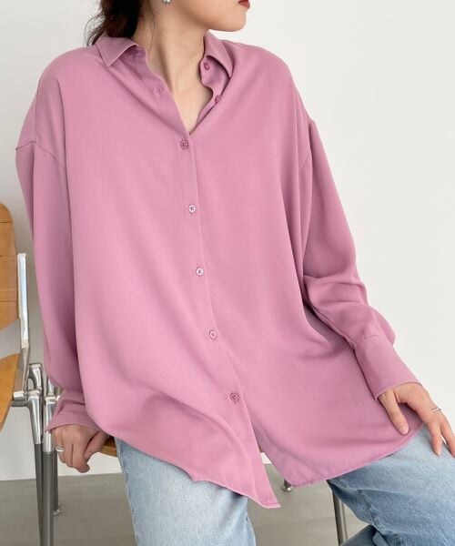 LOWRYS FARM（ローリーズファーム）の「イージーケアシャツ（トップス・アイボリー08/グレー18/ピンク22/ベージュ52・ショート丈/ロング丈）」の15枚目の写真