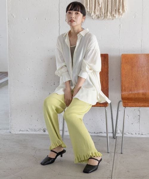 LOWRYS FARM（ローリーズファーム）の「イージーケアシャツ（トップス・アイボリー08/グレー18/ピンク22/ベージュ52・ショート丈/ロング丈）」の9枚目の写真