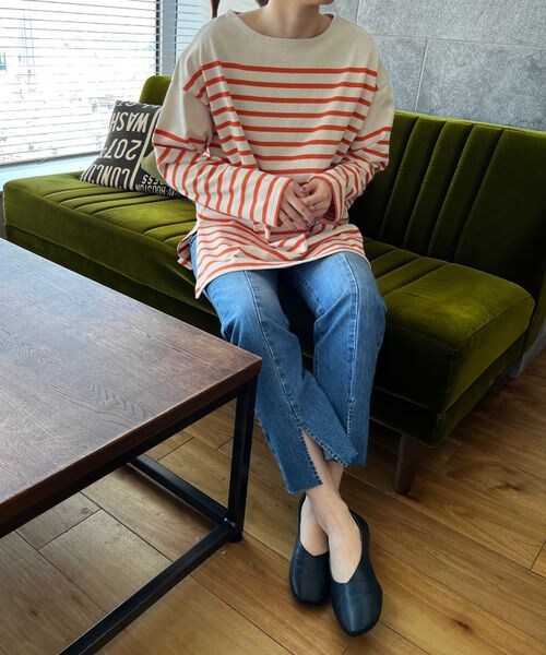 LOWRYS FARM（ローリーズファーム）の「パネルボーダーロングスリーブ（トップス・ブラック09/ピンク22/オレンジ45/ブルー85・FREE）」の10枚目の写真