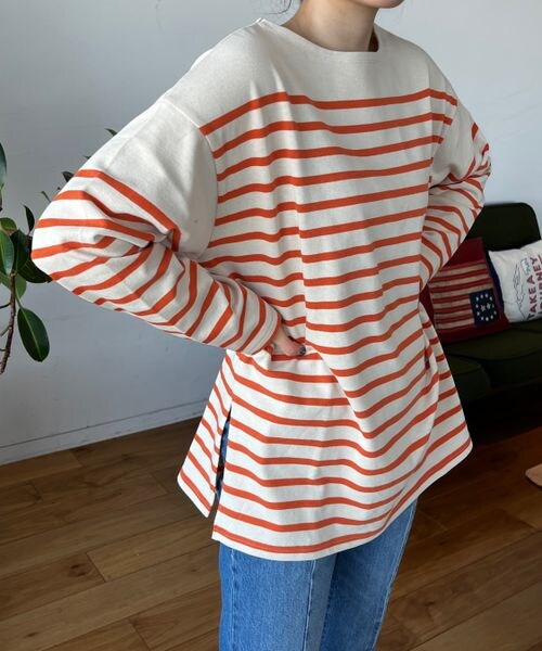 LOWRYS FARM（ローリーズファーム）の「パネルボーダーロングスリーブ（トップス・ブラック09/ピンク22/オレンジ45/ブルー85・FREE）」の11枚目の写真