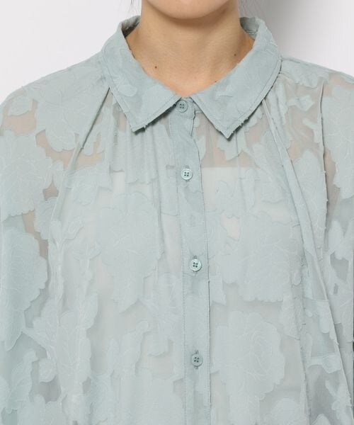 LOWRYS FARM（ローリーズファーム）の「ジャガードレースシャツロングスリーブ（トップス・オフ05/ブラック09/グリーン72・F）」の20枚目の写真