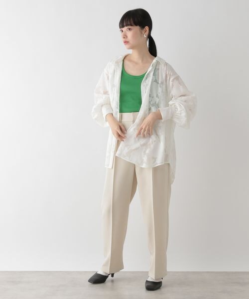 LOWRYS FARM（ローリーズファーム）の「ジャガードレースシャツロングスリーブ（トップス・オフ05/ブラック09/グリーン72・F）」の4枚目の写真