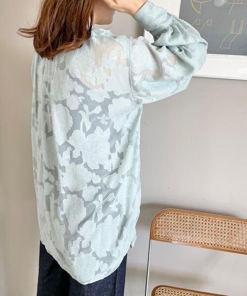 LOWRYS FARM（ローリーズファーム）の「ジャガードレースシャツロングスリーブ（トップス・オフ05/ブラック09/グリーン72・F）」の14枚目の写真