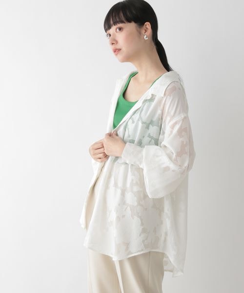 LOWRYS FARM（ローリーズファーム）の「ジャガードレースシャツロングスリーブ（トップス・オフ05/ブラック09/グリーン72・F）」の7枚目の写真