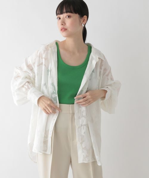 LOWRYS FARM（ローリーズファーム）の「ジャガードレースシャツロングスリーブ（トップス・オフ05/ブラック09/グリーン72・F）」の8枚目の写真