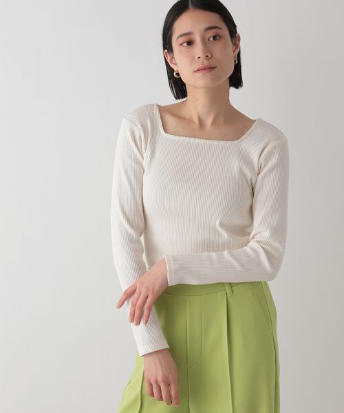LOWRYS FARM(ローリーズファーム)の「2WAYリブタイトロングスリーブ(トップス・オフ05/アイボリー08/ブラック09/ブルー85・F)」の1枚目の写真