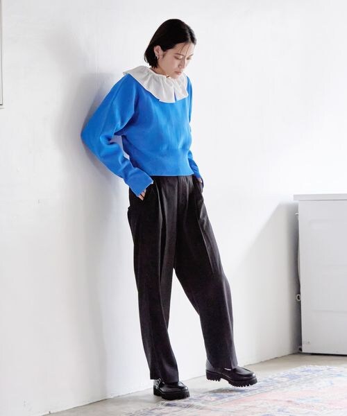 LOWRYS FARM(ローリーズファーム)の「スタイルUPハイウエストワイドパンツ(パンツ・レディース・アイボリー08/ブラック09/グレー15/グリーン72・WEB限定XS/S/M/L)」の11枚目の写真